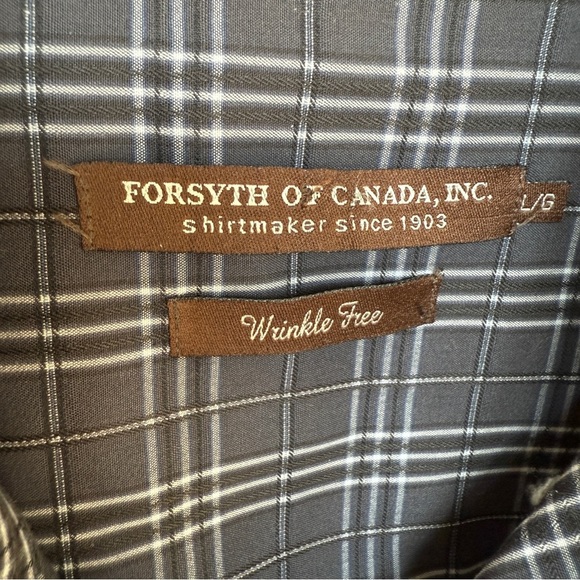 Forsyth of Canada Men's L Grey Check Long Sleeve Button-Up Shirt Business Casual - Picture 6 of 10